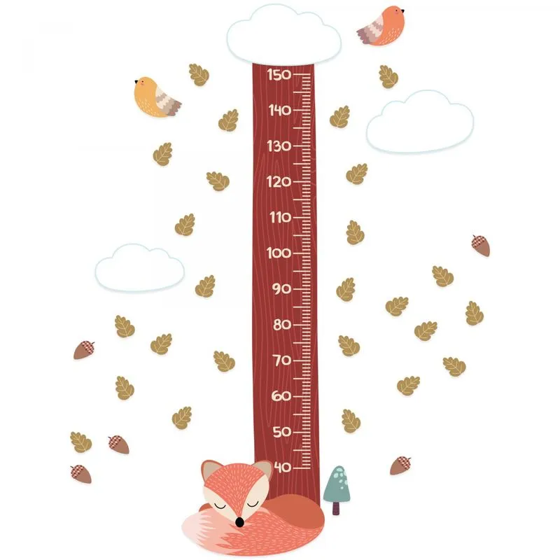 Adesivo de Parede Infantil Raposinha Régua Crescimento 176cm