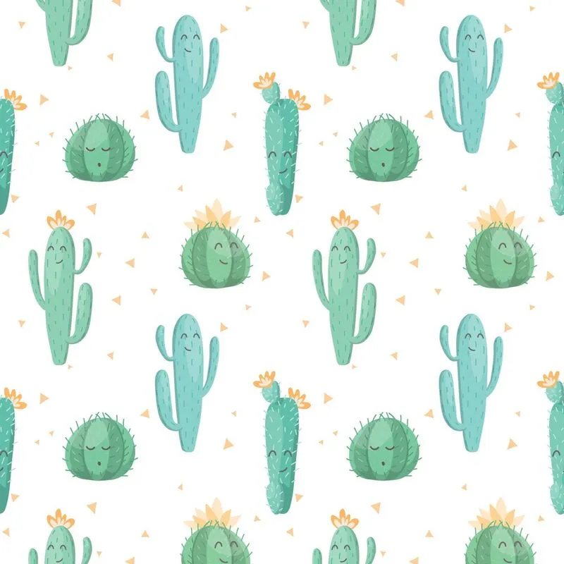 Papel de Parede Cactos Verde Branco 2,70x0,57m