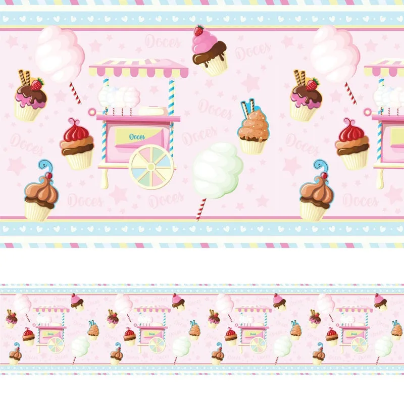 Faixa De Parede Doces Candy Colors Infantil 10Cmx5M