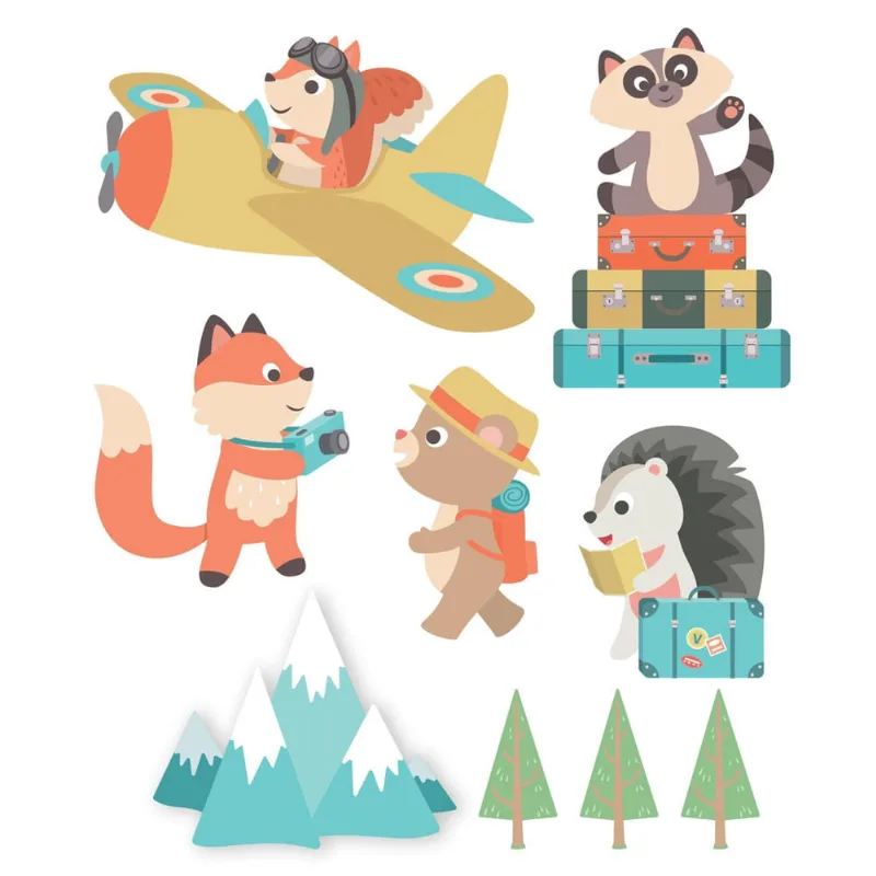 Adesivo De Parede Animais Viajantes
