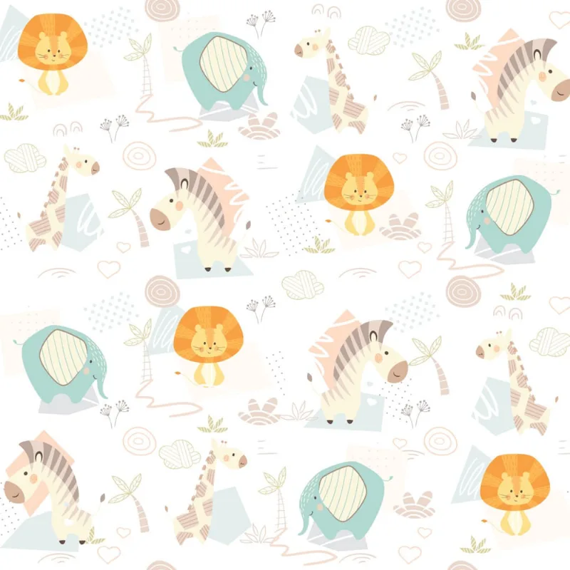 Papel de Parede Safari Infantil Minimalista 57x270cm