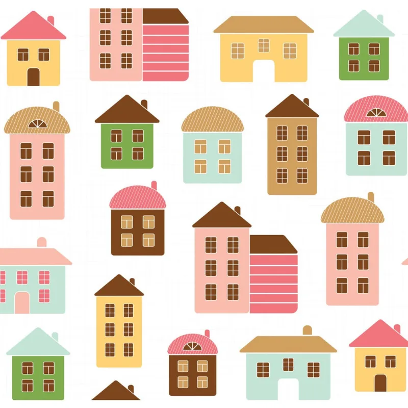 Papel de Parede Quarto Infantil Casas da Vila 57x270cm