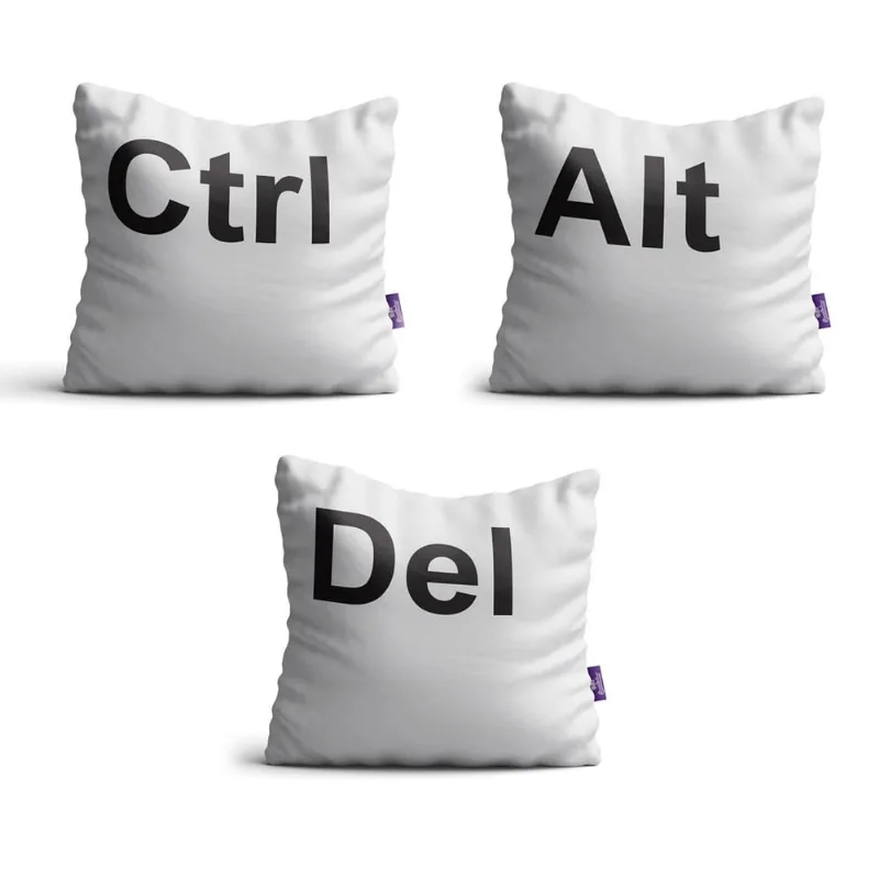 Capas de Almofadas Decorativas Crtl Alt Del Cinza 35x35cm 3un