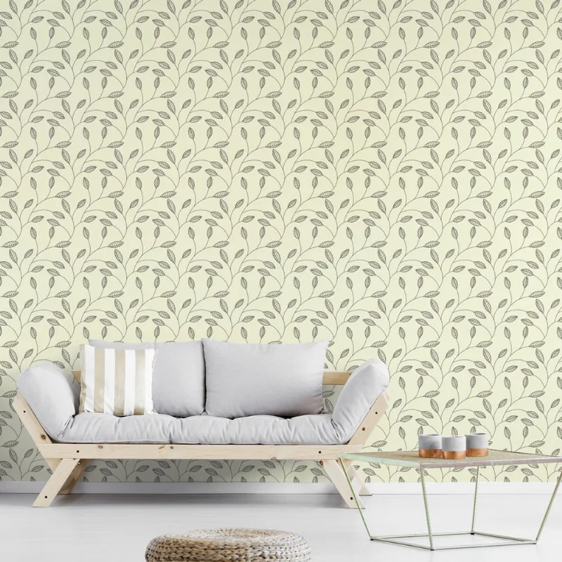 Papel de Parede para Sala Folhas Minimalista 57x270cm