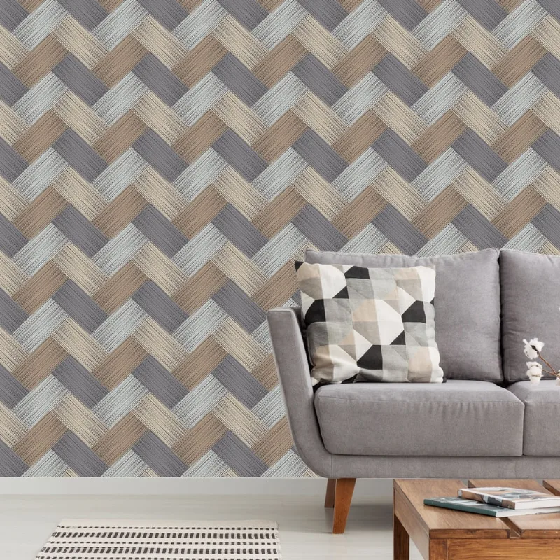 Papel de Parede para Sala Entrelaçado Fibras 57x270cm