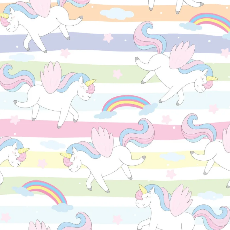 Papel de Parede Unicórnios no Arco Iris 57x270cm