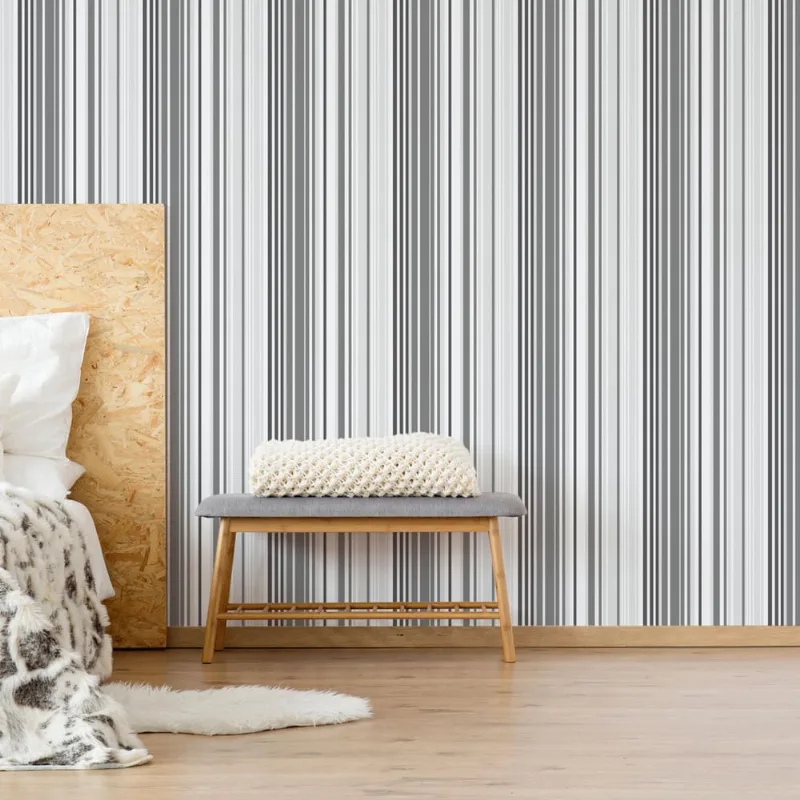 Papel de Parede Listrado Tons de Cinza para Sala 57x270cm