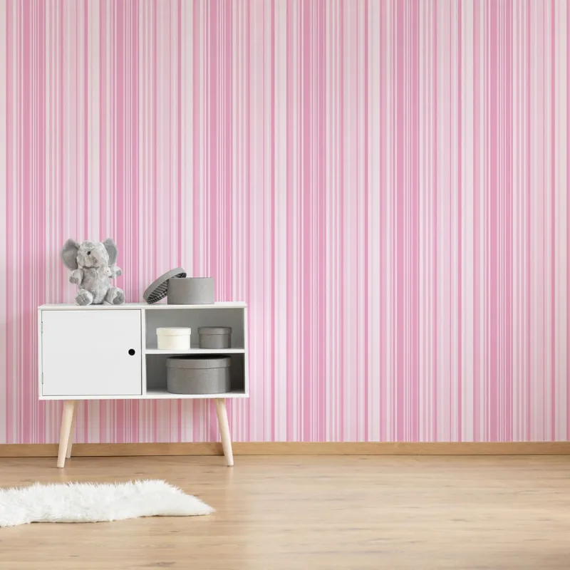 Papel de Parede Listrado Tons de Rosa 57x270cm