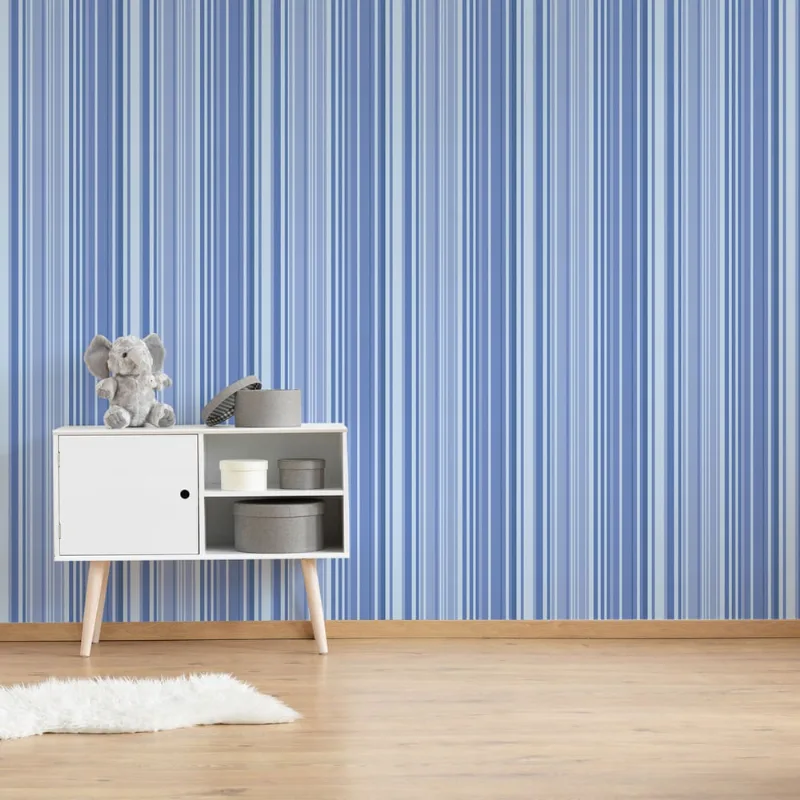 Papel de Parede Listrado Tons de Azul 57x270cm