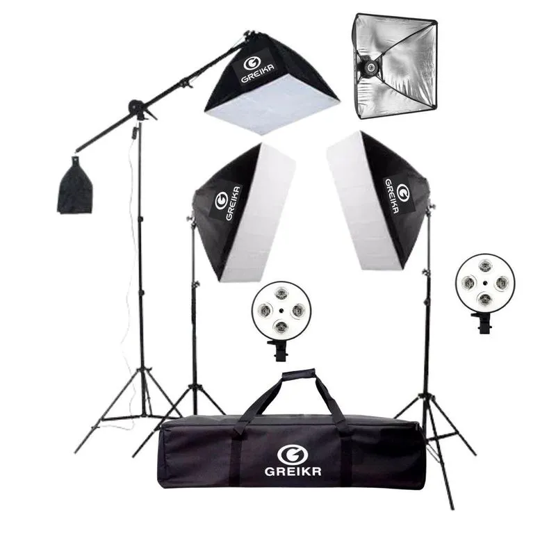 Kit Iluminação 2 Softbox 50x70+softbox 40x40 Suporte Girafa