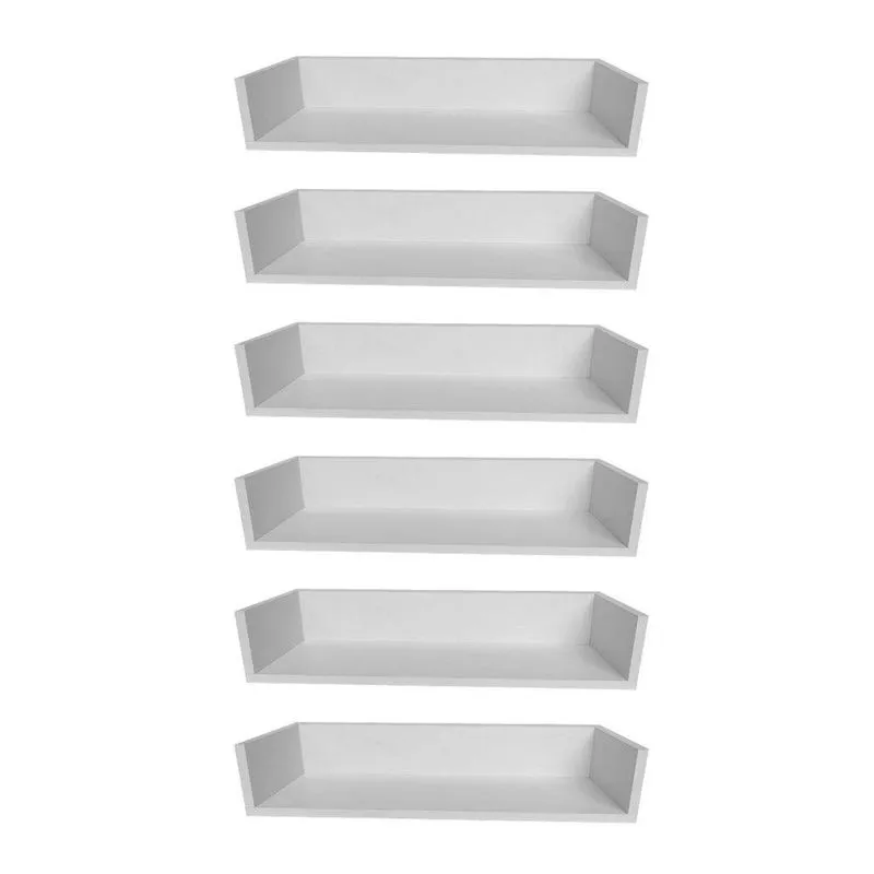 Kit com 6 prateleiras em formato U Mdf 15mm 60x20x11