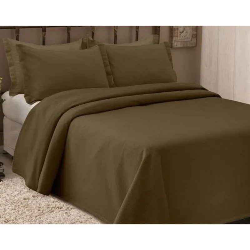 Colcha Piquet Queen S 260X250 -2 Porta Travesseiro - Marrom