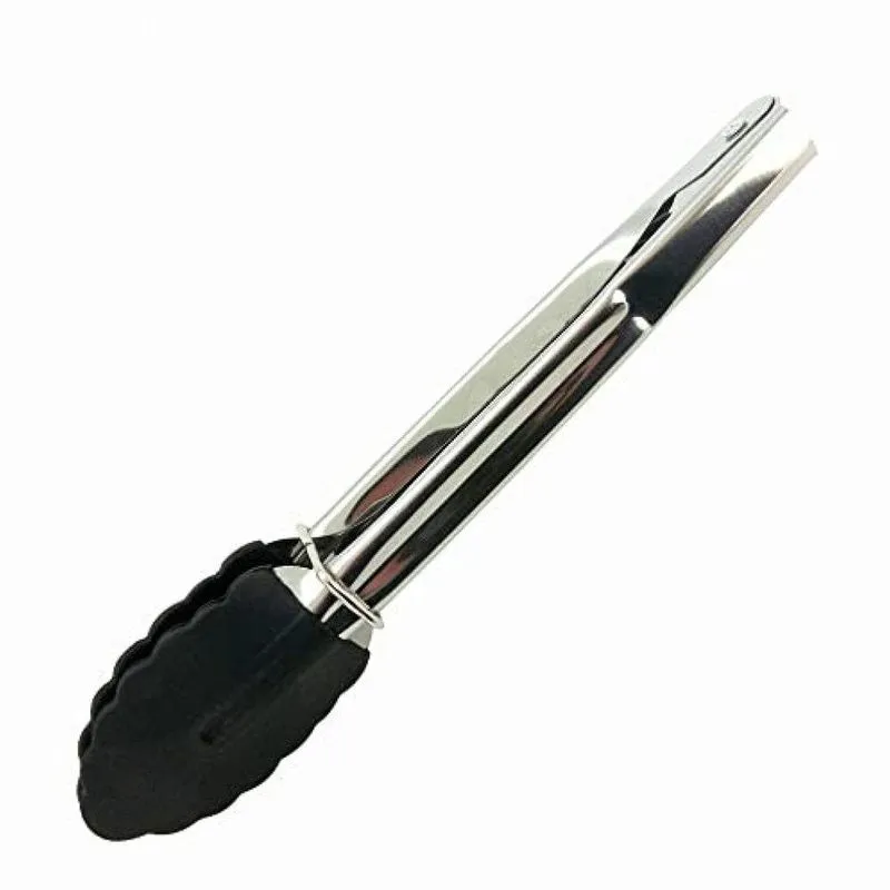 Pegador Pinça De Salada Inox Com Silicone Preto 18 Cm - Mimo