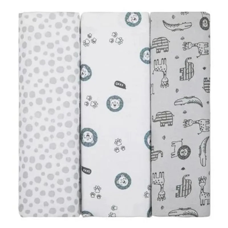 Kit 3 Cueiros Papi Flanelados 80x80cm Estampa Selva Neutro C