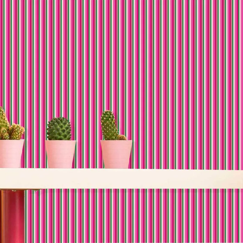 Papel de Parede Auto Adesivo Lavável Listrado 0066 Rosado