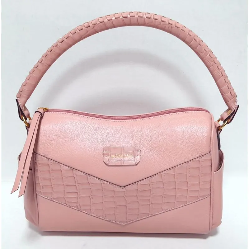 Bolsa Couro Alça Ombro E Transversal/Tiracolo Rosa