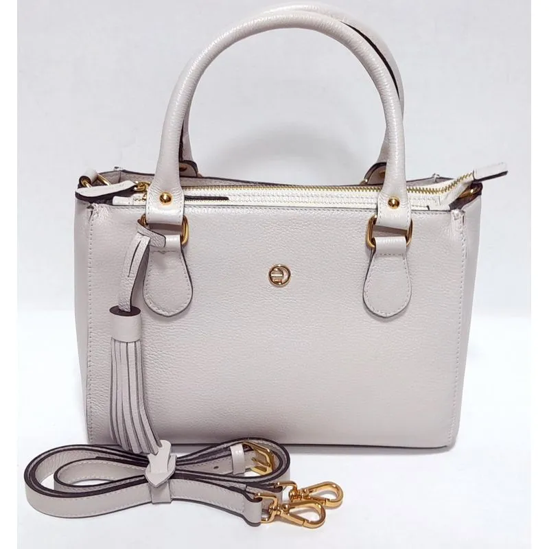 Bolsa Couro Mão Com Alça Transversal / Tiracolo Off White