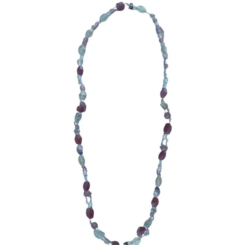 Colar De Contas De Vidro Rosa