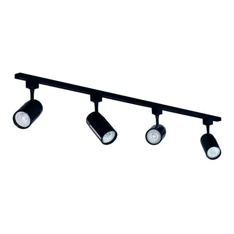 Trilho Eletrificado 1m c/ 4 Spots Led 7w Preto 1 Metro