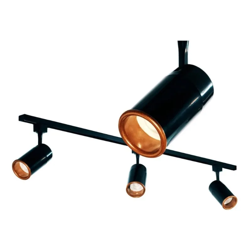 Trilho Eletrificado 1 Metro Preto Com Cobre 3 Spot Led Z4
