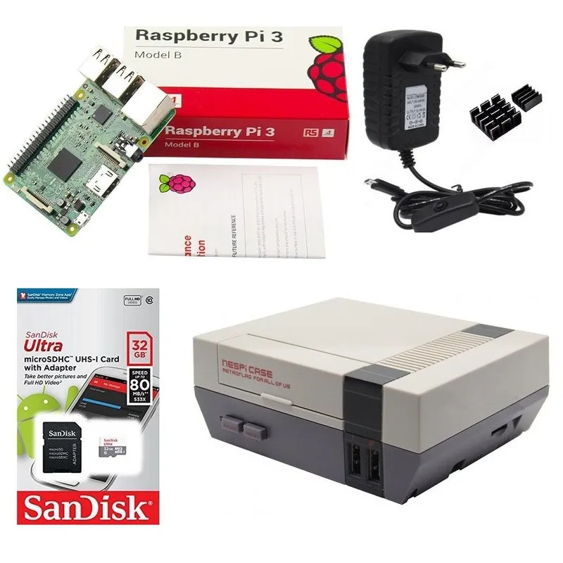 Kit Básico Raspberry Pi 3 - 32gb Case Retroflag Nespi Kit Básico Raspberry Pi 3 - 32gb Case Retroflag Nespi