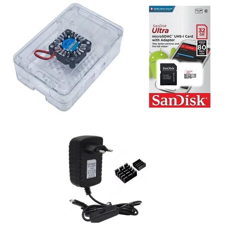 Kit Acessórios Raspberry Pi3 32gb Case Premium Cooler