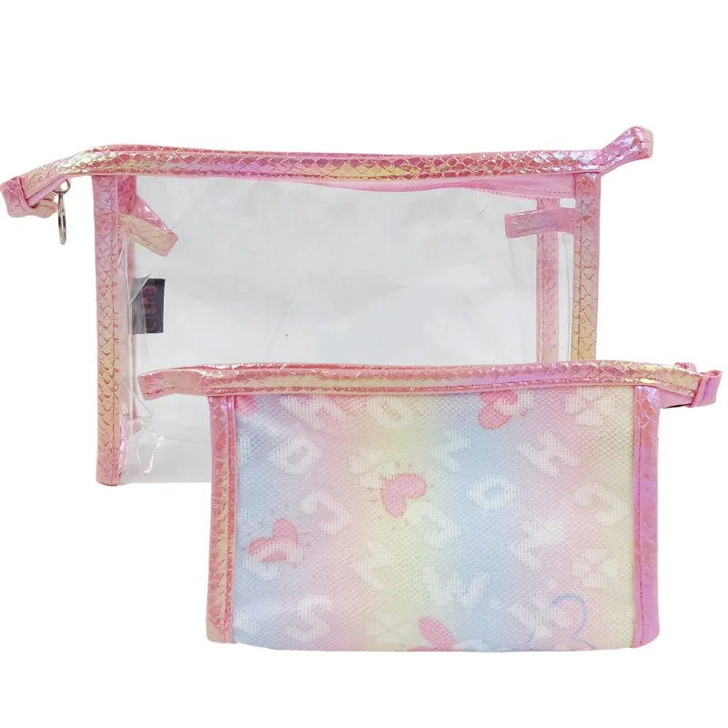 Kit Nécessaire 2 Peças 19x13cm em Poliéster Rubys-Rosa
