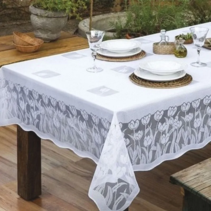 Toalha De Mesa Quadrada 8 Lugares De Renda
