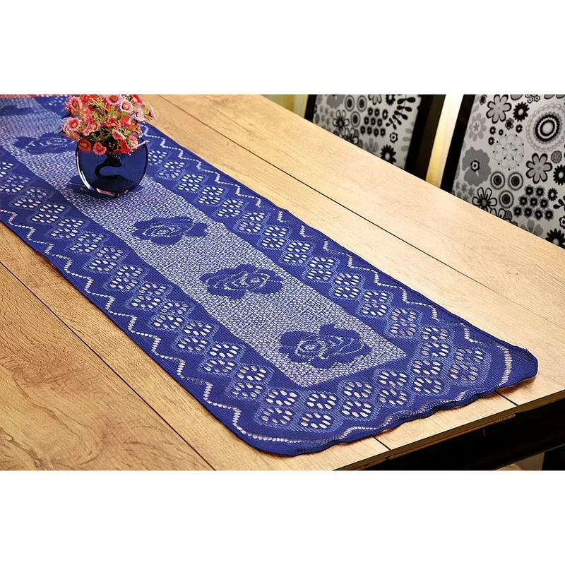 Trilho De Mesa Rendado Azul