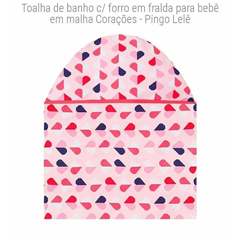 1154 toalha malha com capuz rosa coração pingo lelê