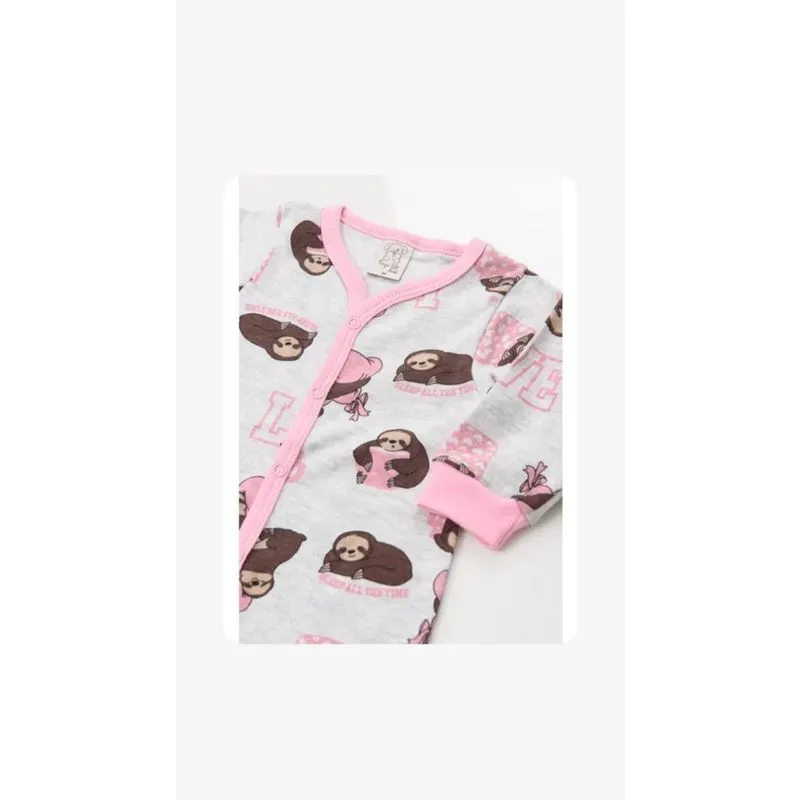 Pijama Infantil Feminino Macacão Bicho Preguiça Pingo Lelê