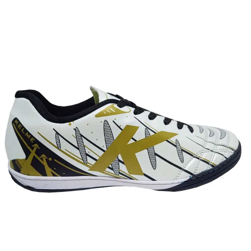 Chuteira Kelme Sin Turbo Futsal Masculino - Branco e Dourado