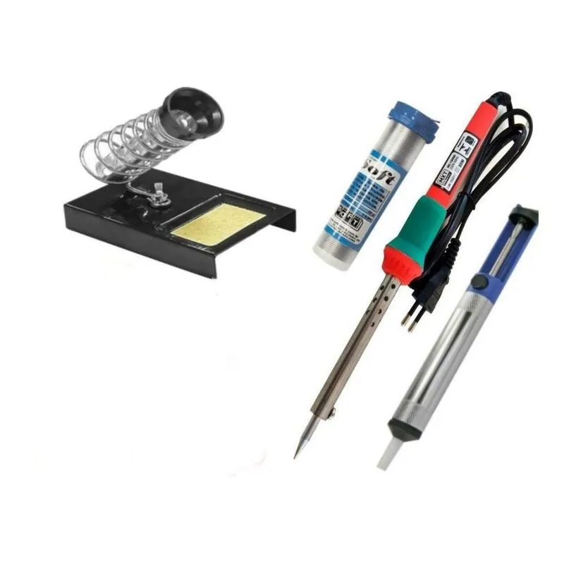 Kit Solda Ferro Suporte Sugador Solda em Fio Tubete 127v 30w
