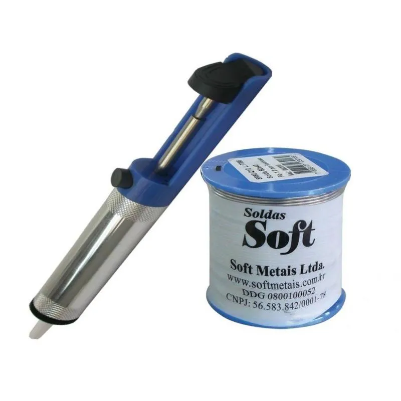 Kit Solda Fio Estanho 60x40 1,0 Mm E Sugador Solda Alumínio