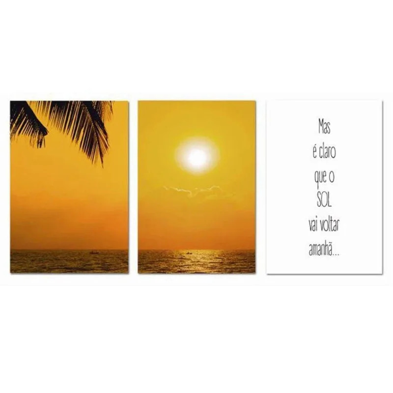 Kit Placas Quadros Decorativos 3 pçs MDF 20x30 Pôr do Sol