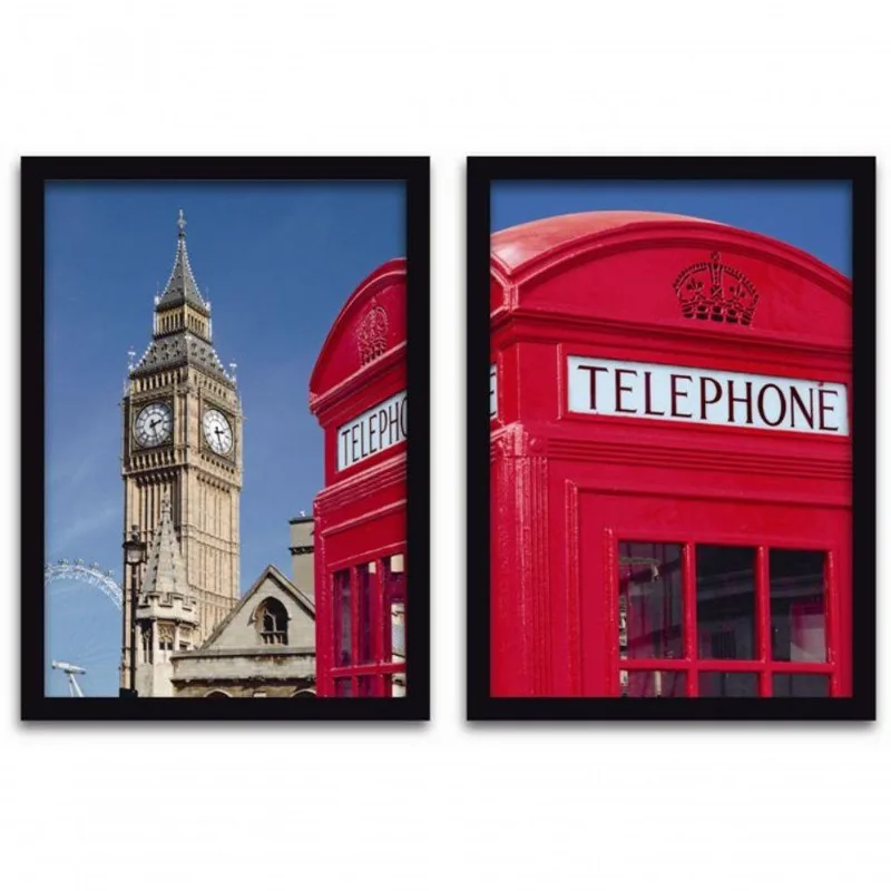 Conjunto Quadros 2pçs 20x30 London Moldura Preta