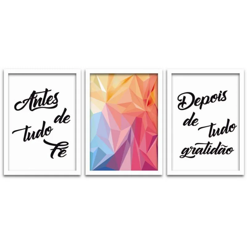 Conjunto Quadros Decorativos 3 peças MDF 20x30 Frases 3