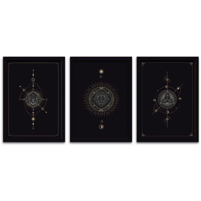 Conjunto Quadros Decorativos 3 peças MDF 30x40 Astrologia