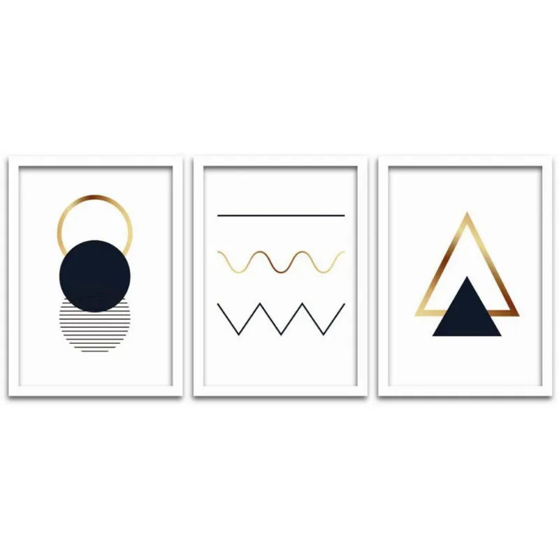 Conjunto Quadros Decorativos 3 peças MDF 30x40 Formas 2