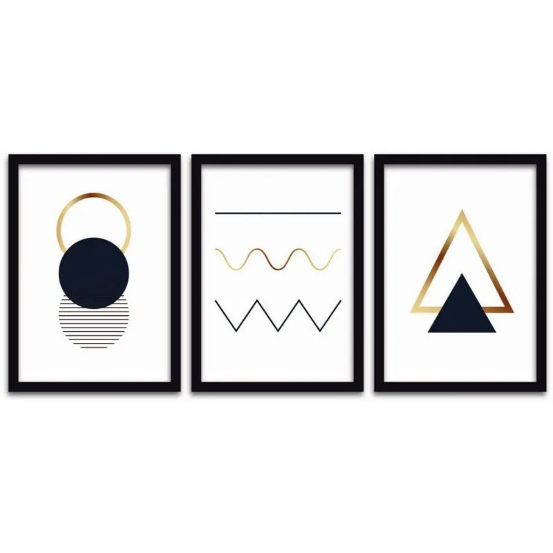 Conjunto Quadros Decorativos 3 peças MDF 30x40 Formas 2