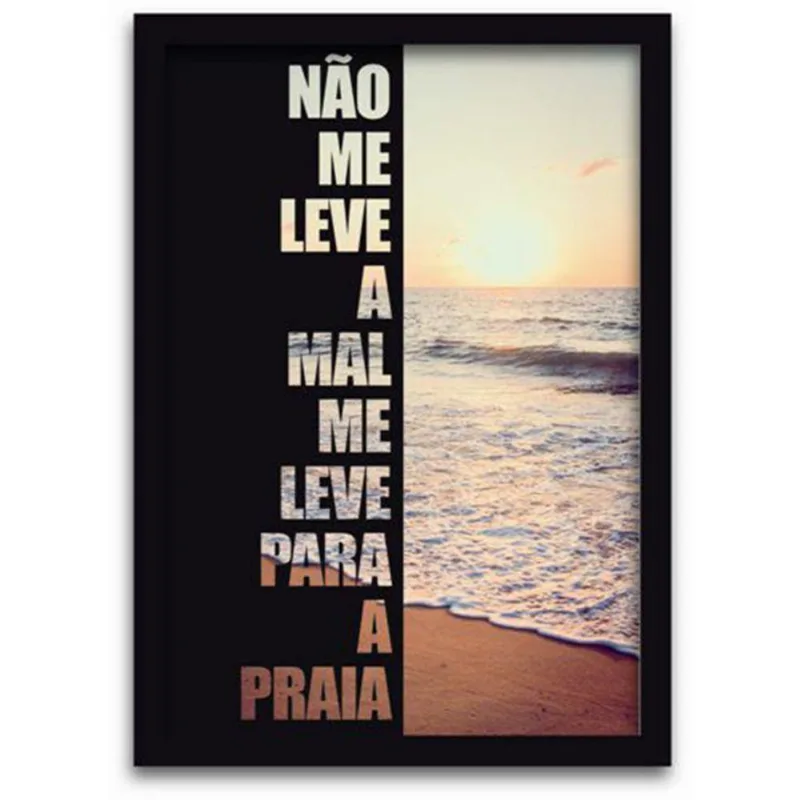 Quadro Decorativo 1 peça 40x60 Praia Moldura Preta