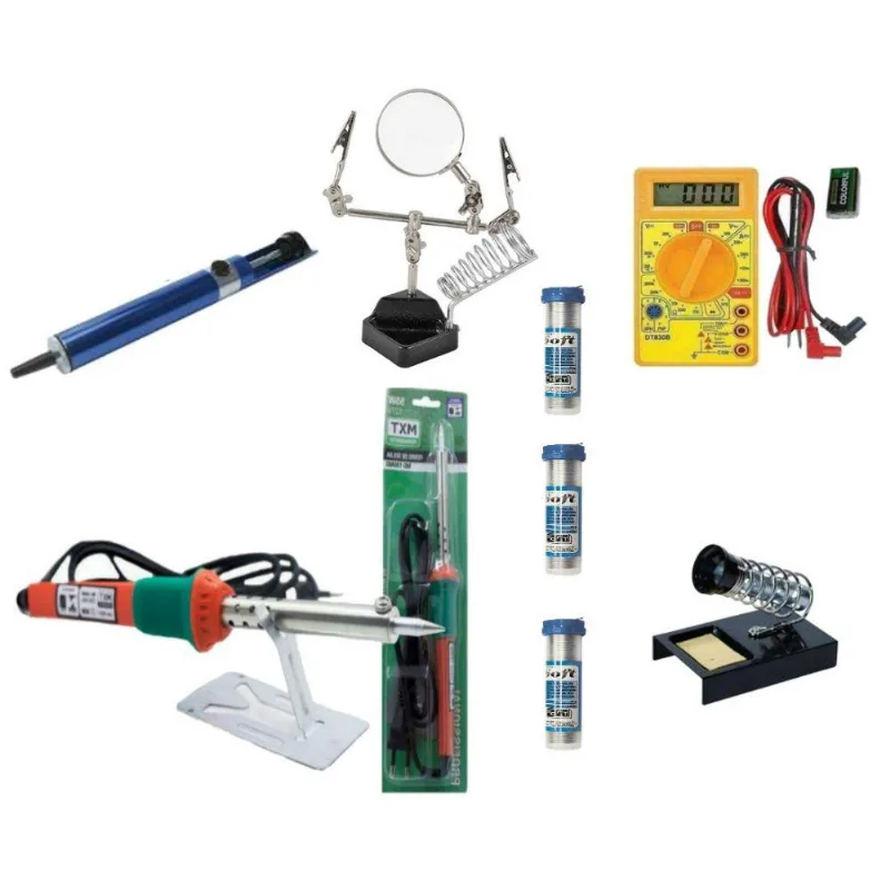 Kit Ferramentas Eletrônicas Lupa Multímetro Solda 127v 55W