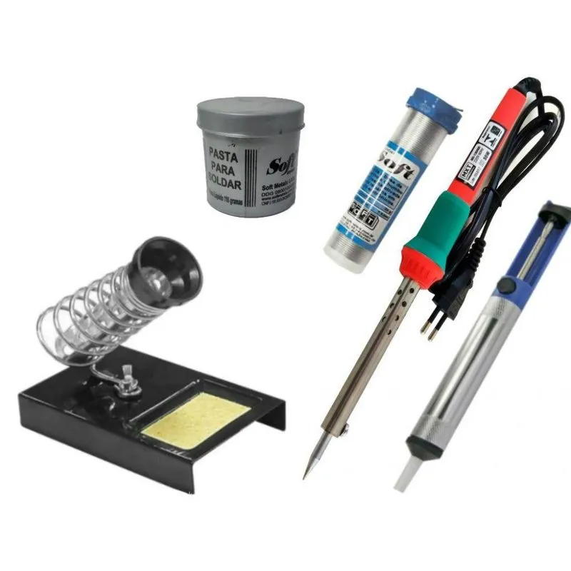 Kit Ferro De Solda, Suporte, Sugador, Solda Fio, Pasta 127v 30w