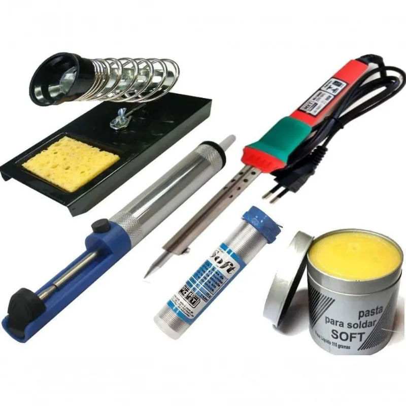 Kit Ferro de Solda Suporte Sugador Solda Fio Pasta 220v 60w