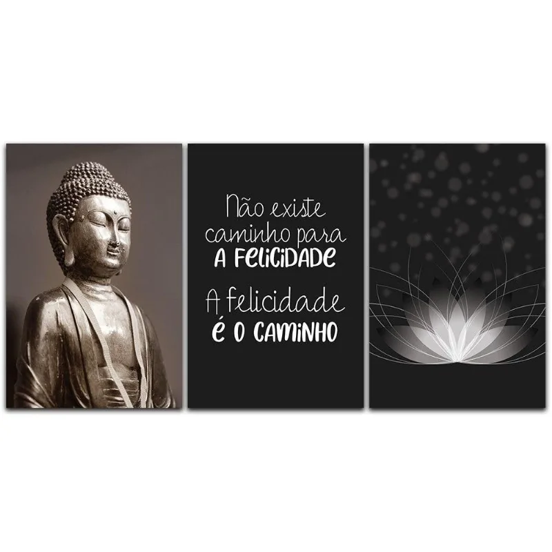 Kit Placas Quadros Decorativos 3 pçs 20x30 Budismo