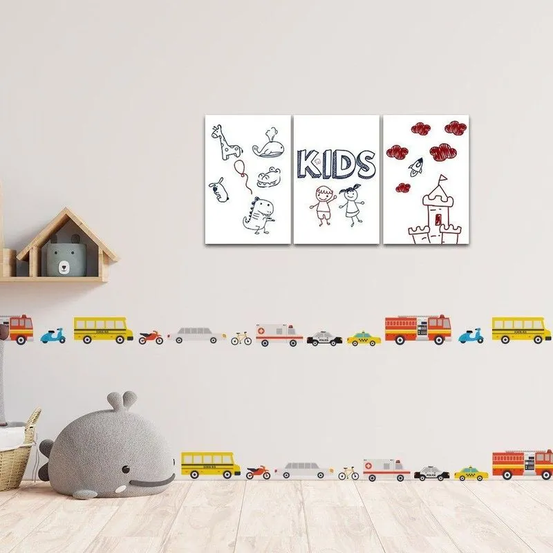 Adesivo De Parede Decorativo Infantil Carrinhos