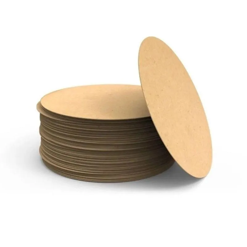 Kit Base Sousplat com 10 Bolachas 35x35cm MDF Cru Circulo