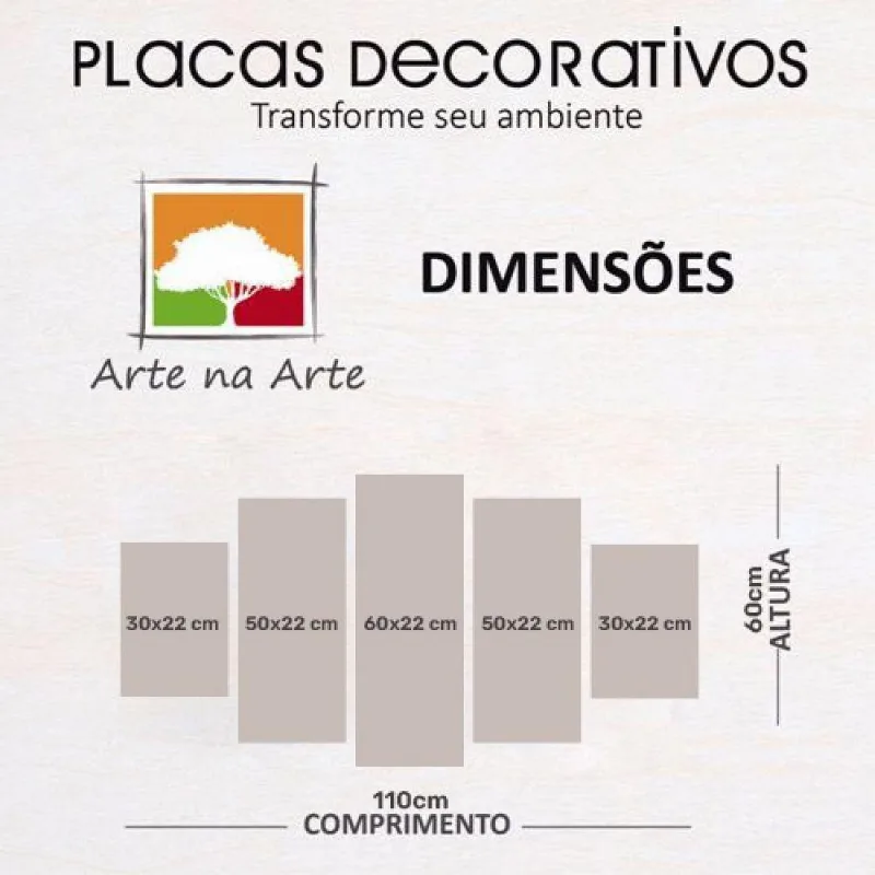 Kit 5 Placa Quadro Decorativo árvore Cor 3d Borda Infinita