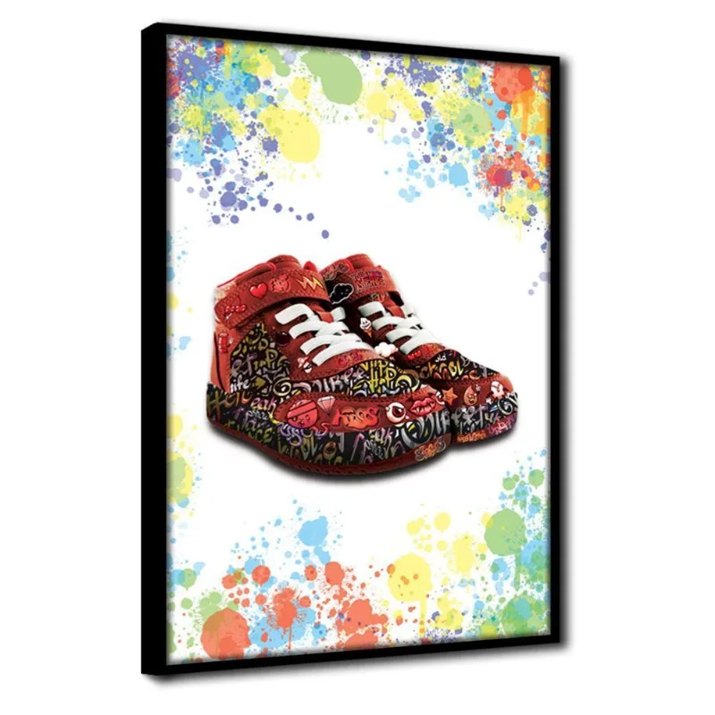 Quadro Decorativo Textura Tênis Grafitado 40x60 Moldurapreta