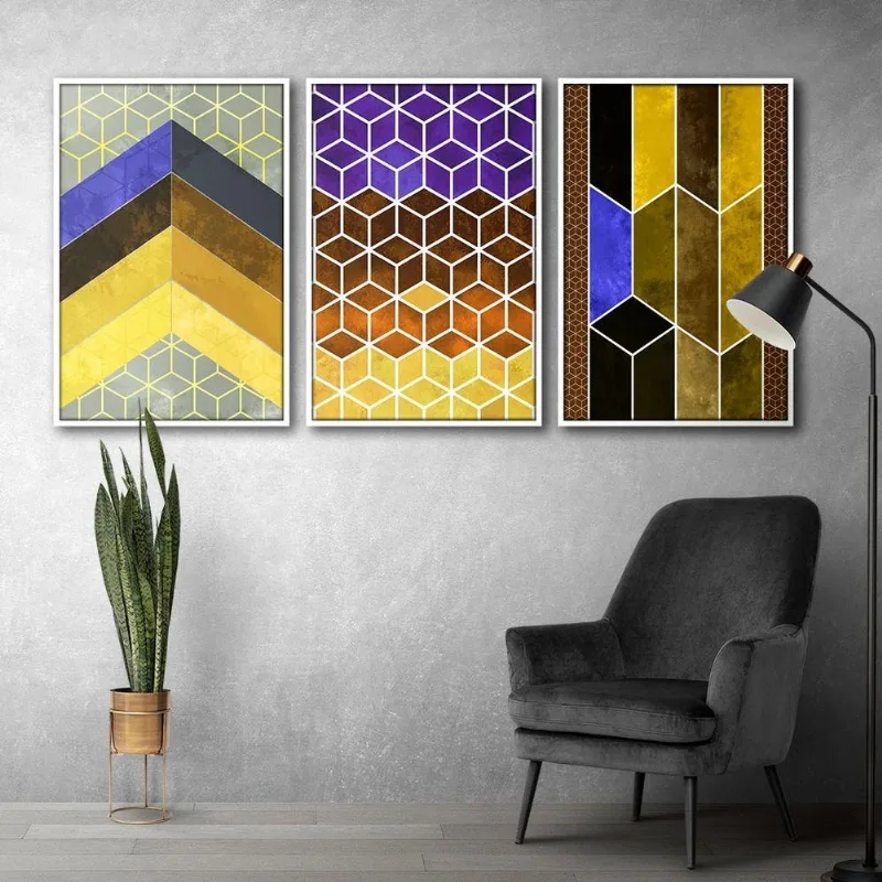 Quadros Textura Cx Alta 40x603 Un Amarelo Branco